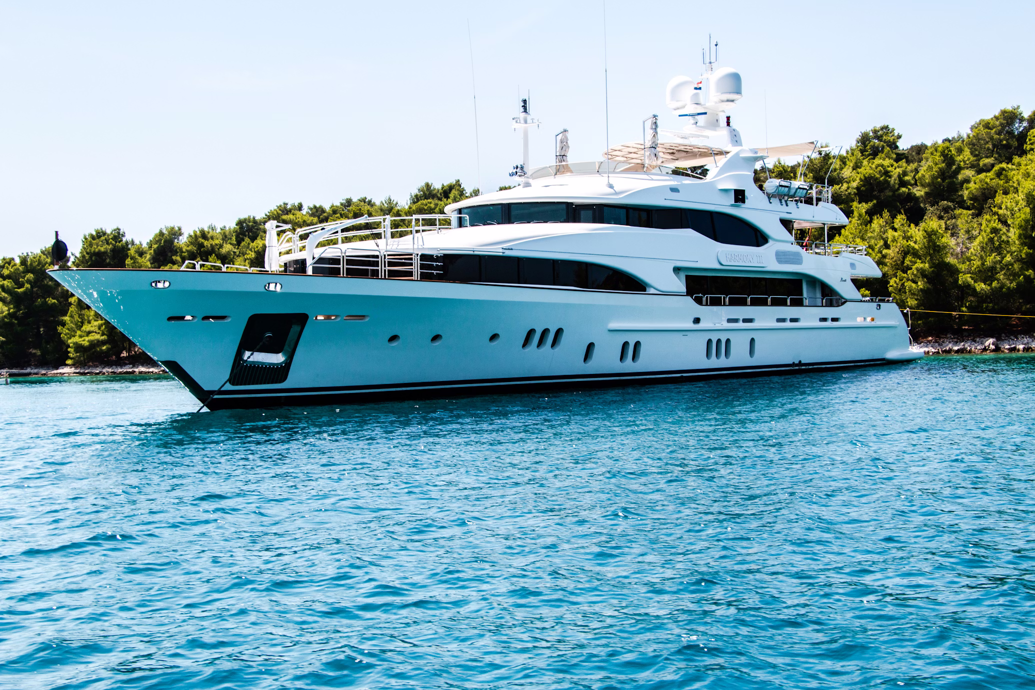 Luxury yacht on crystal blue ocean