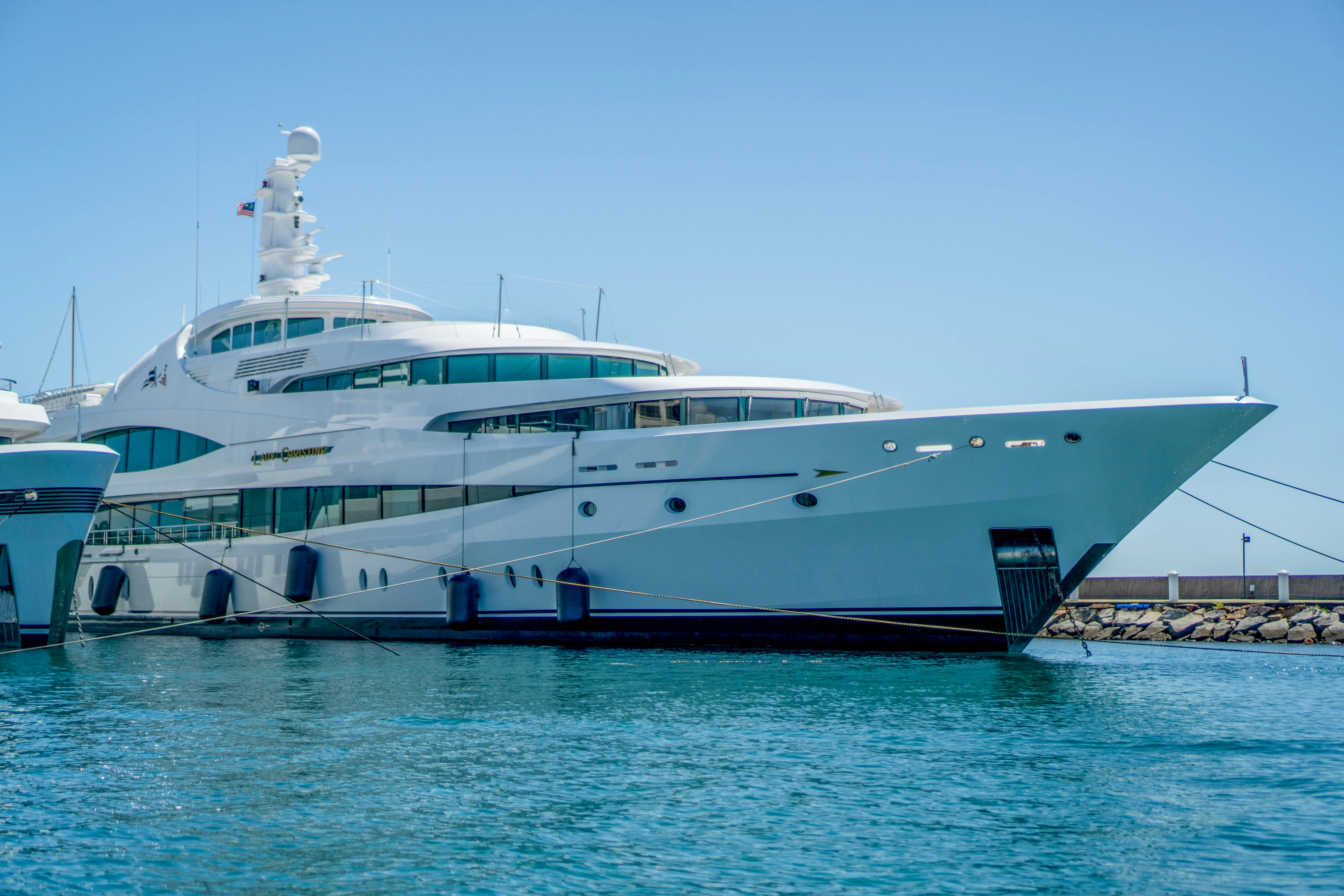 Luxury yacht at sunset